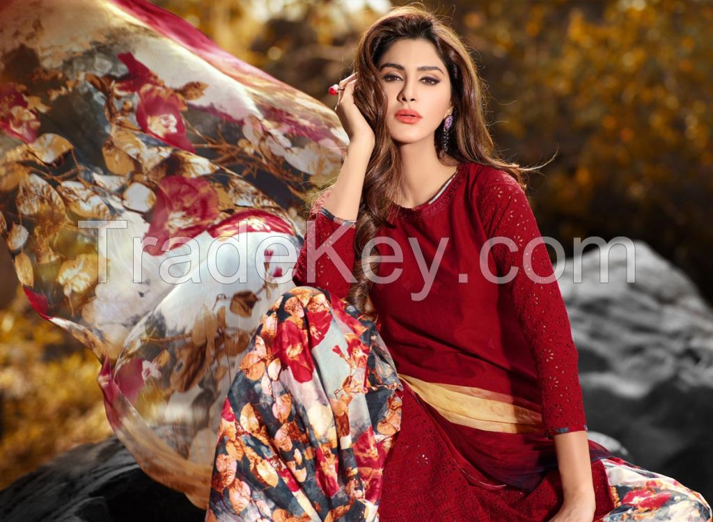 Modern Maroon Printed Designer Suit