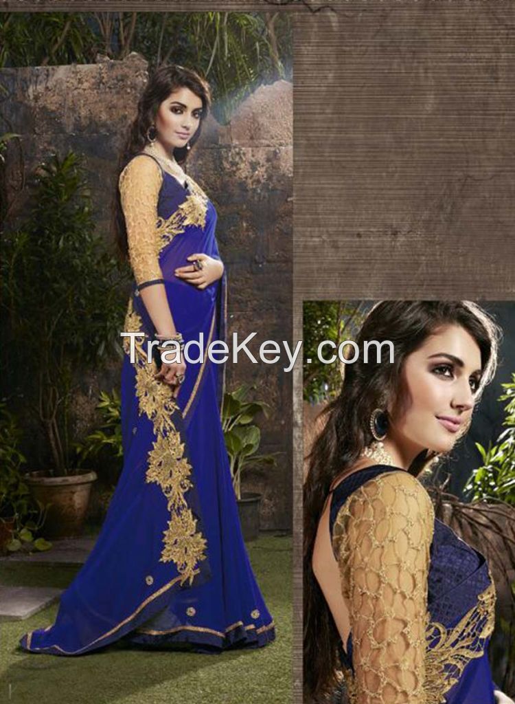 Mesmerizing Royal Blue Stylish Saree