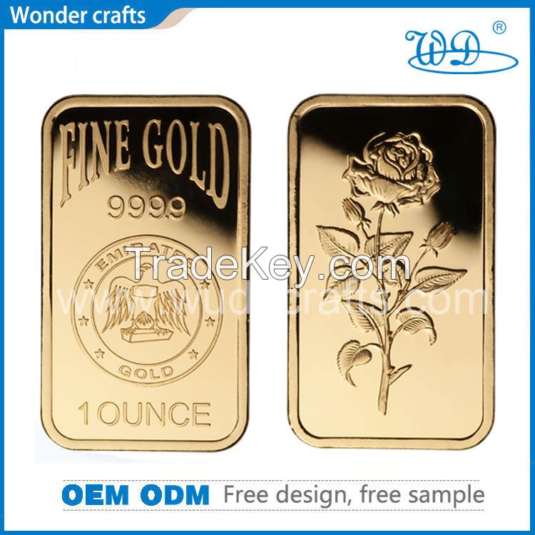 Unique Novelty Decorative Alloy Laser Eagle Pure Fine Gold Bars