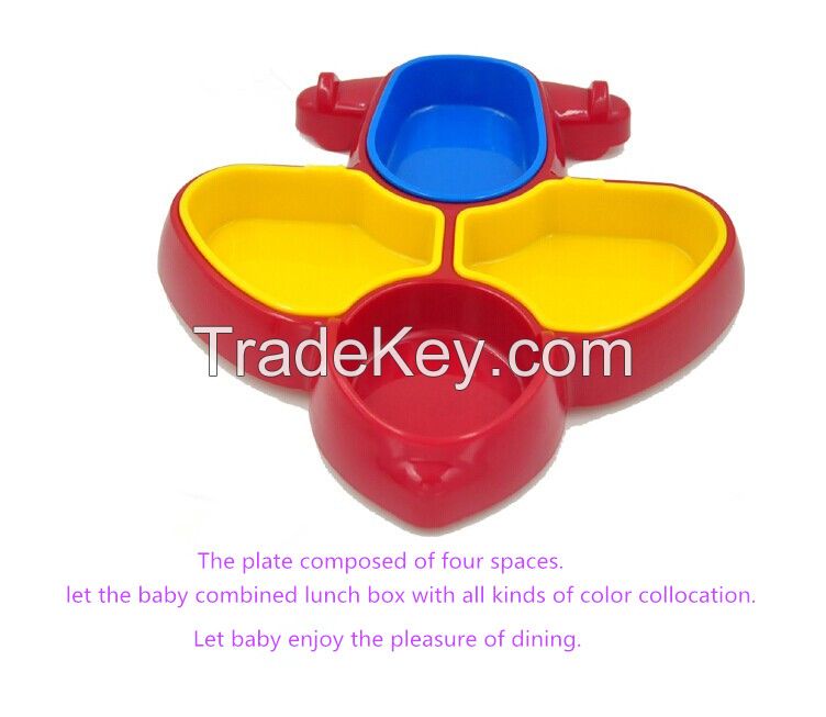 Promotional Plastic Airplane Shape Plate for Children Divided Plate