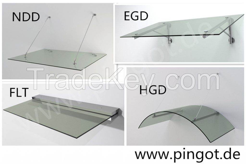 Door Canopy, Awning, 304 Stainless Steel and Glass