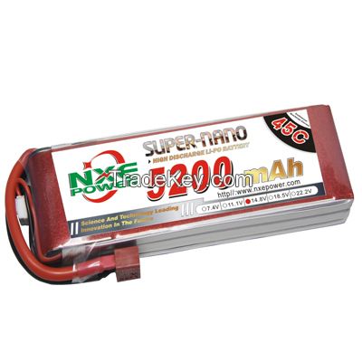 NXE5200mAh-45C-7.4V Softcase RC Helicopter Battery