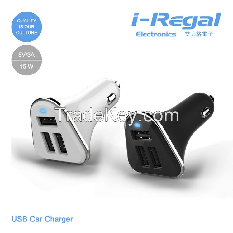 i-Regal Bone shape 5V 5.2A 3 USB ports car charger IRG-UC15