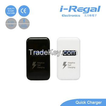 High efficiency CE approved 5V-12V output wall quick charger QC3.0 made in China