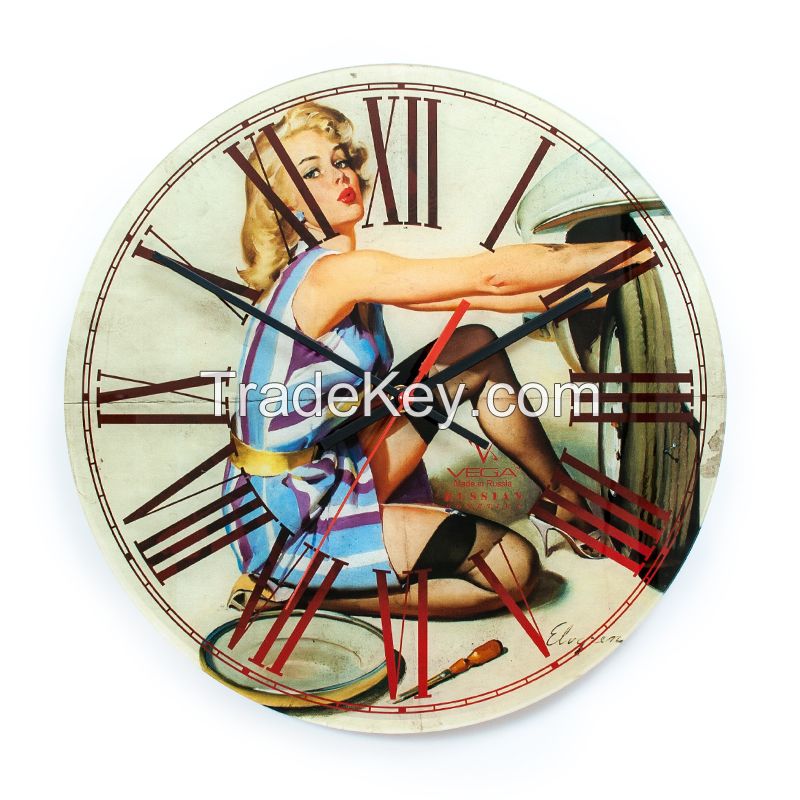 Pin-up girls Acrylic clock from Russian Federation VEGA