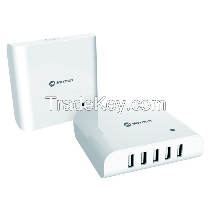 5 usb ports portable smart phone charger 