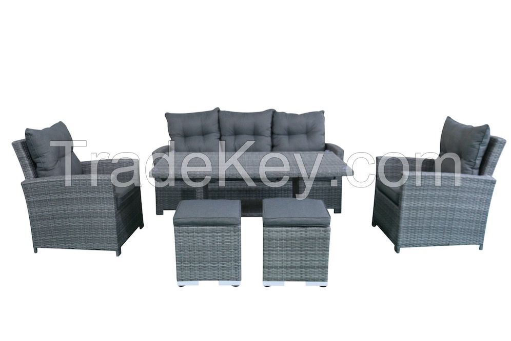 Rattan Corner Sofa, Wicker Corner Sofa With Glass Table