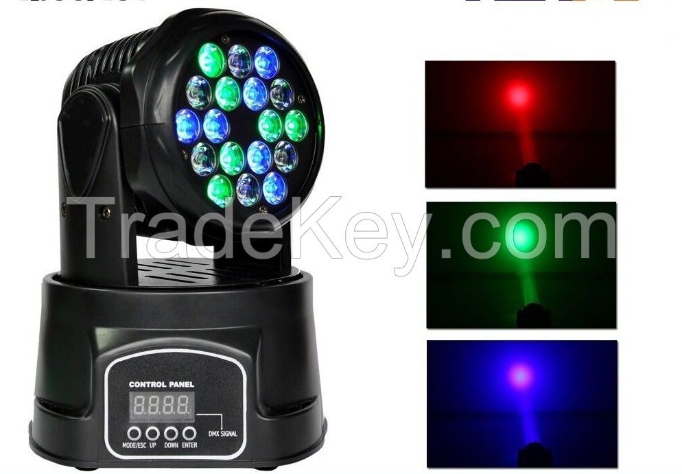 18pcs*3w RGB LED Moving Head Wash Light For stage light disco light
