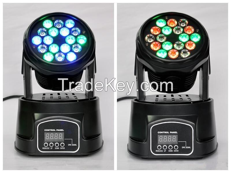 18pcs*3w RGB LED Moving Head Wash Light For stage light disco light