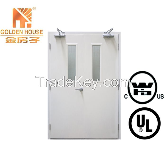 UL WH intertek FM steel fire rated hollow metal door double with vision