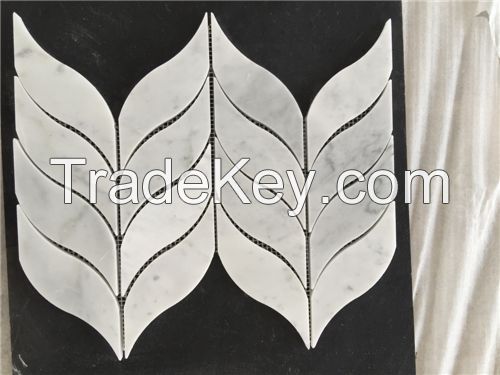 White Carrara Leaves Shape Mosaic For Interior Decoration