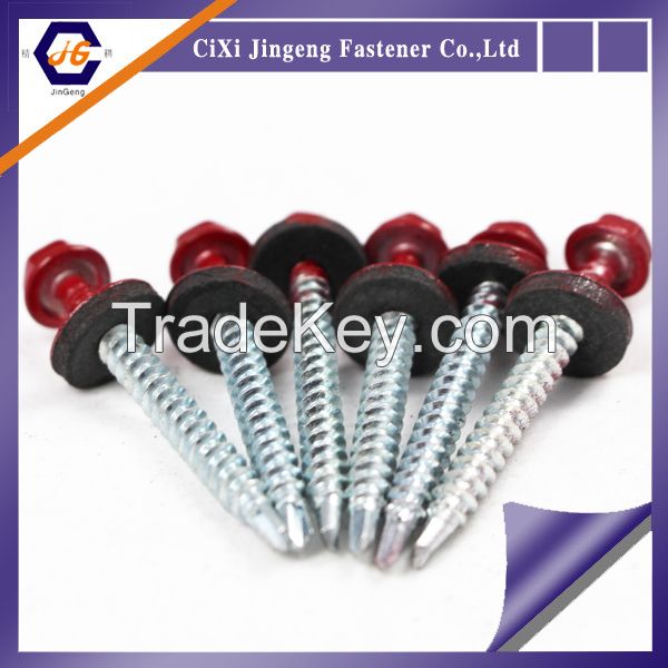 DIN7504 Hex washer head self drilling color painted roofing screw