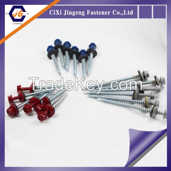 DIN7504 Hex washer head self drilling color painted roofing screw