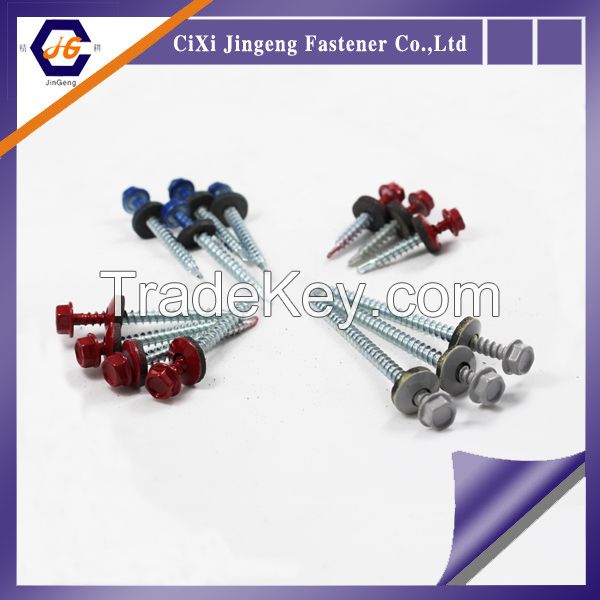 DIN7504 Hex washer head self drilling color painted roofing screw