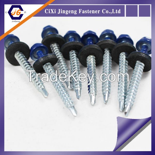 DIN7504 Hex washer head self drilling color painted roofing screw