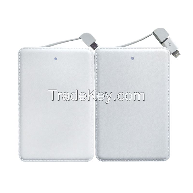 China Supplier 4000mah Portable Charger Power Bank Built with Cable