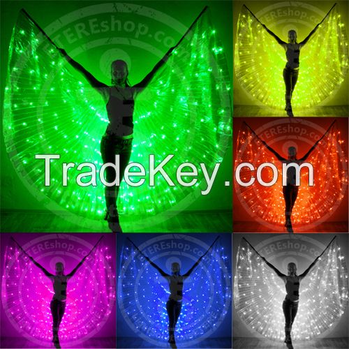 LED light up isis wings for belly dance â€œPas de Bleu" - 200 LEDs