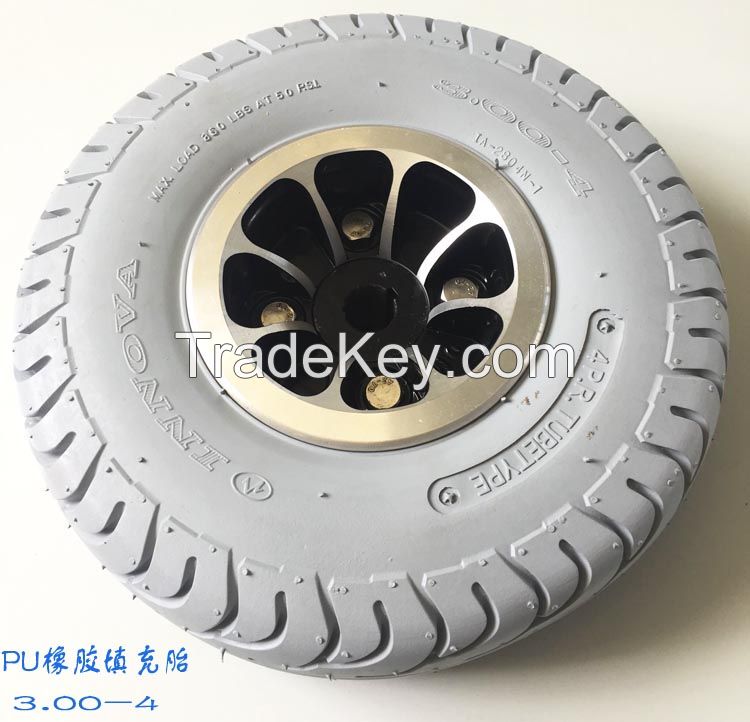 3.00-4 Power Wheelchair PU Filled Rubber Tires 