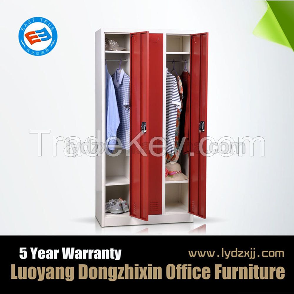 Red lateral 3 door office steel locker golf changing room locker