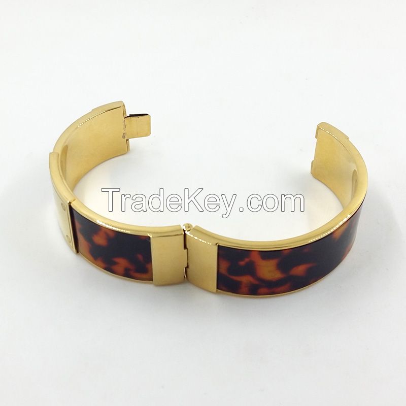 2016 fashion man stainless steel bangle with resin