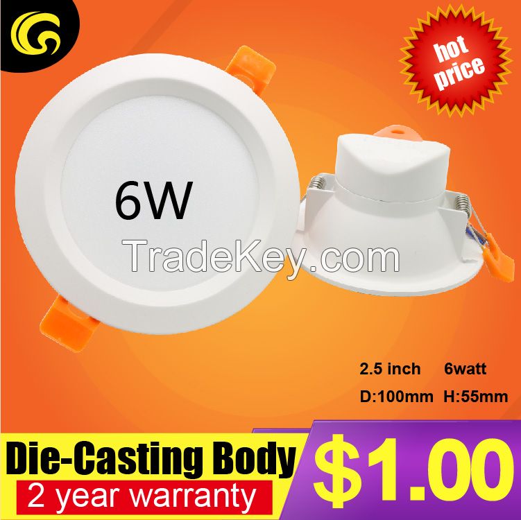 1 usd per set 2.5inch 6w led ceiling downlight 