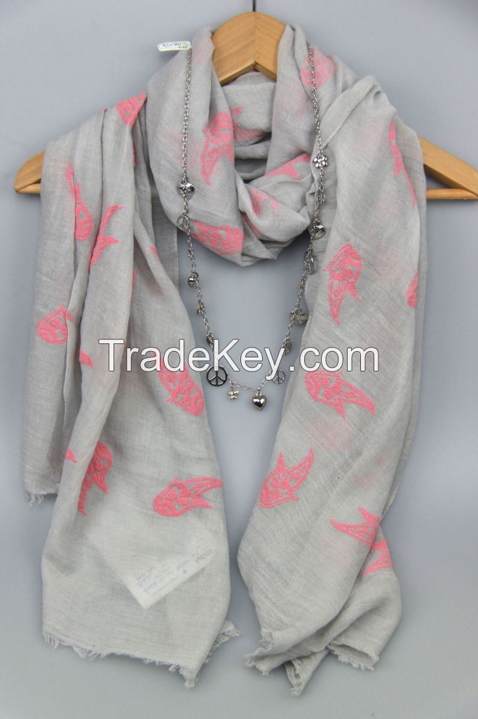 Top Fashion Woven Screen Printed Voile Scarf 4201