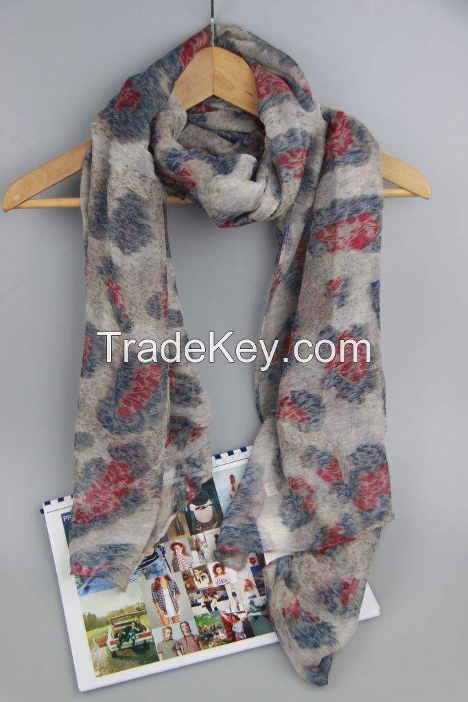 Newest Fashion Rose Printing Voile Lady Scarf