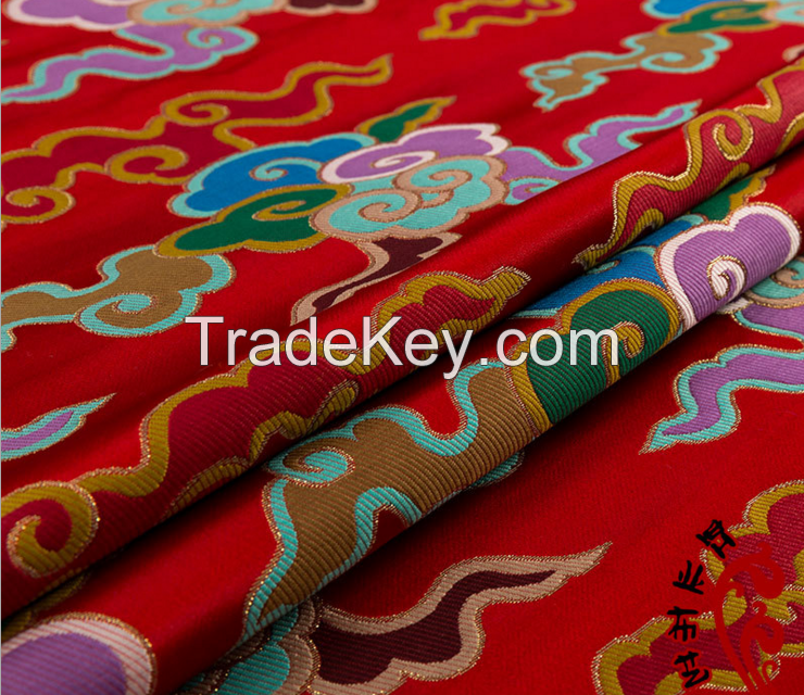 Chinese silk cheongsam ancient Chi-pao fabric color cloud pattern embroidery
