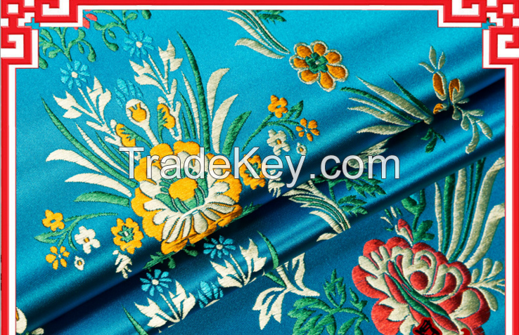 Chinese silk cheongsam ancient Chi-pao fabric begonia embroidery brocade