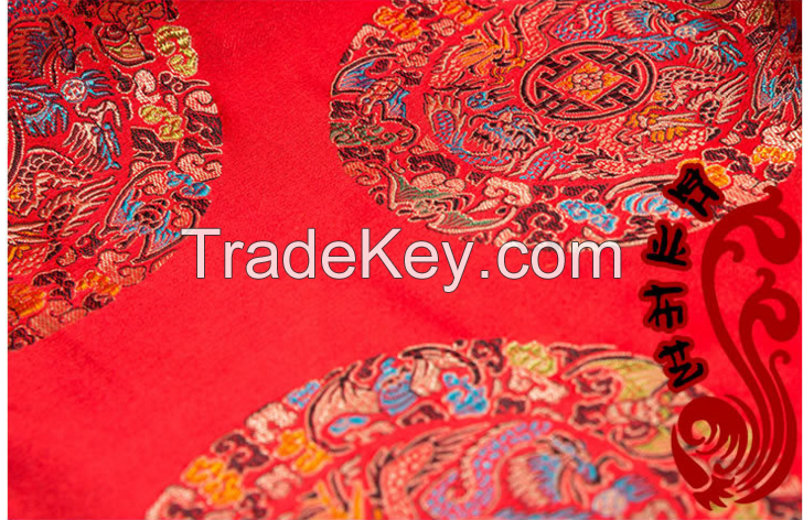 Chinese silk cheongsam ancient Chi-pao fabric five dragons embroidery brocade