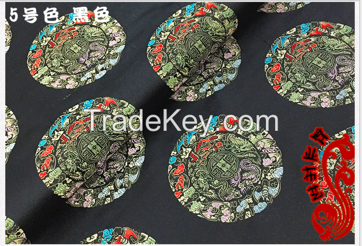 Chinese silk cheongsam ancient Chi-pao fabric five dragons embroidery brocade