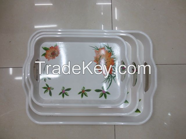 melamine try with decal fruit tray with handle