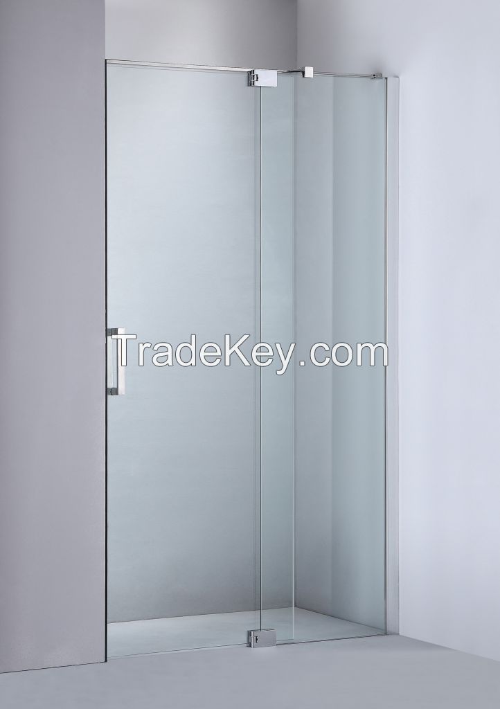 Frameless shower door with custom hinge