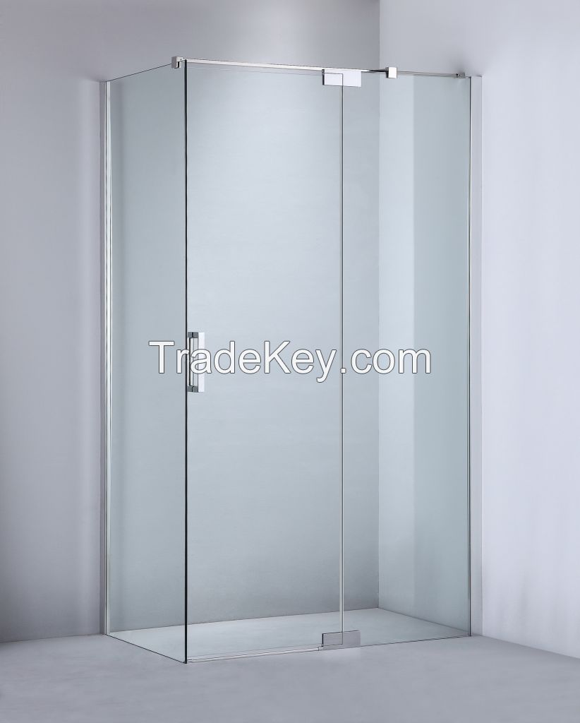 Frameless shower door with custom hinge