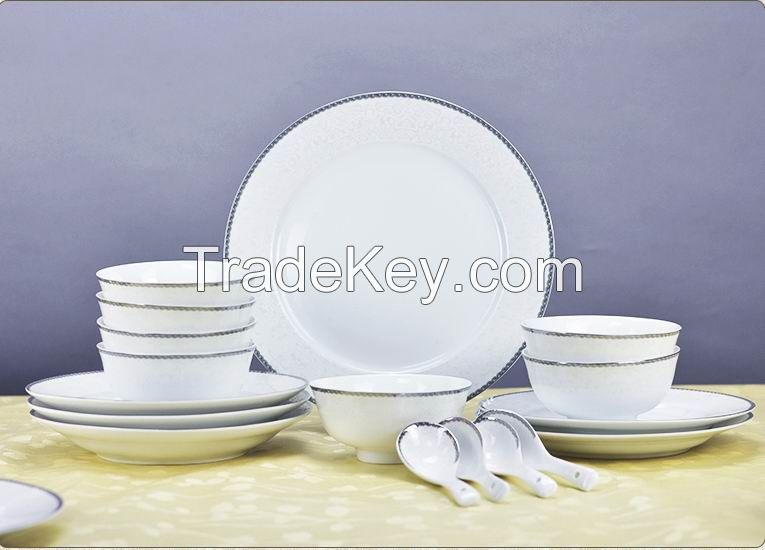Relief White Porcelain Dinner Set 20pcs or 32pcs
