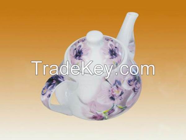 750ml Decal White Teapot