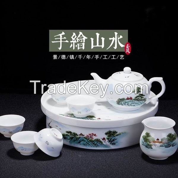 High Quality Hand Painted Bone China Kung Fu Tea Set 9pcs