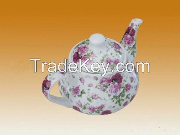 750ml Decal White Teapot