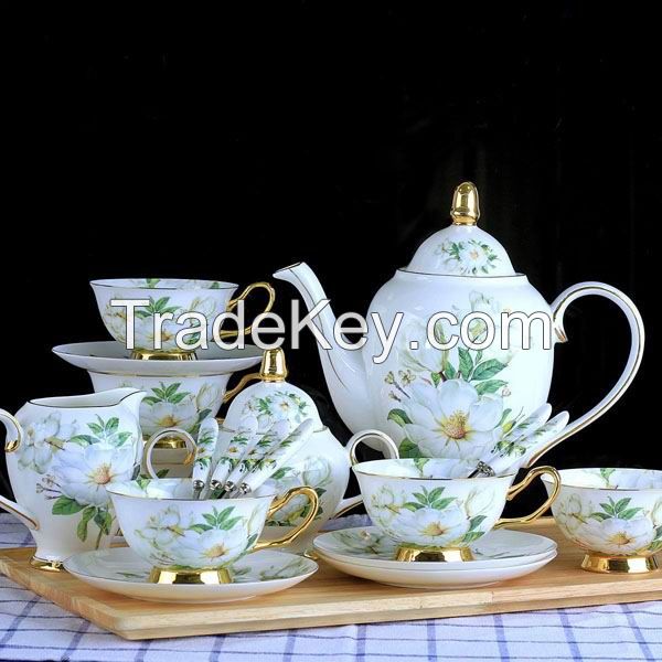 Floral Bone China Coffee Set 15pcs