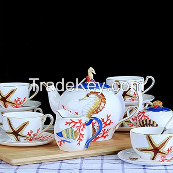 Relief Bone China Coffee Set 15pcs