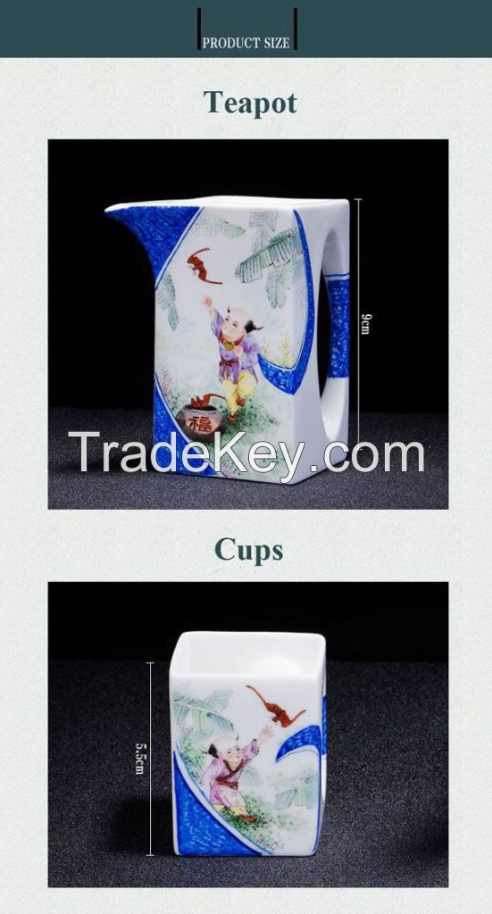 High Quality Hand Painted Bone China Kung Fu Tea Set 9pcs