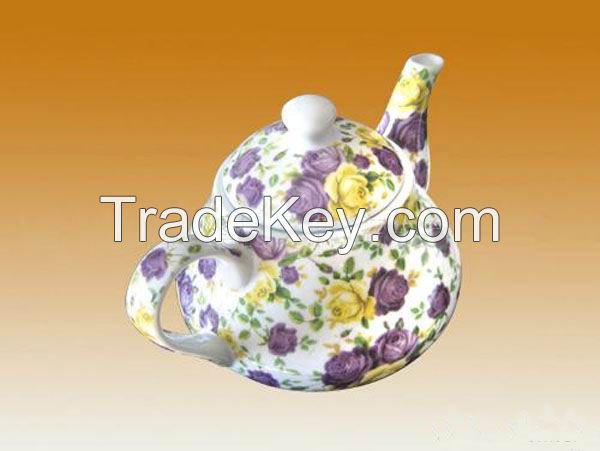 750ml Decal White Teapot