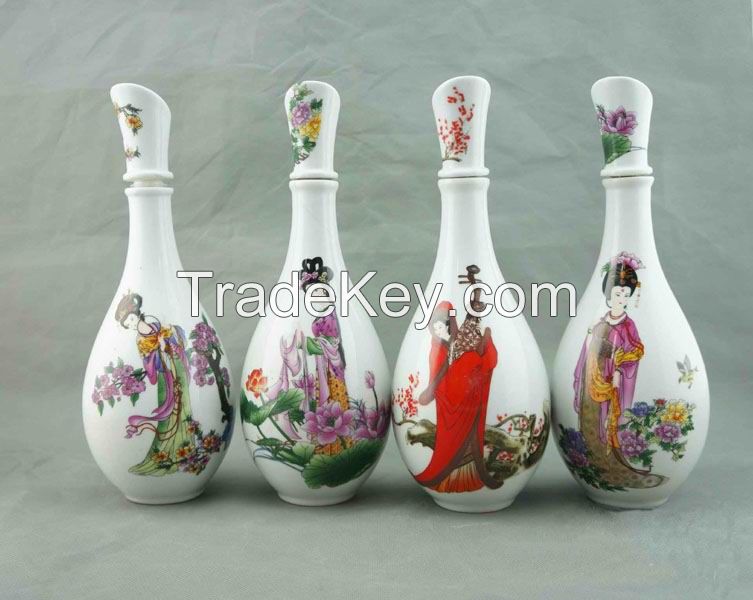 Embossed Chinese Classic Four Beauties White Wine Bottle