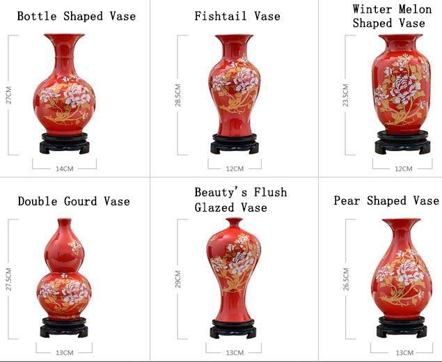 Chinese Red Porcelain Vase With Peony Floral Motif