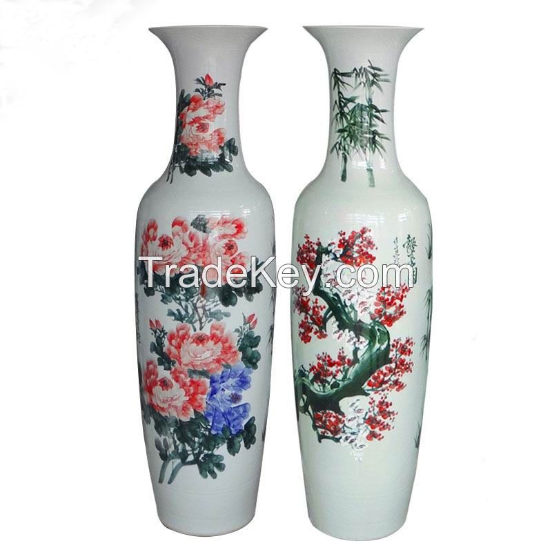 Shadow Celadon Hand Painted Floor Vase