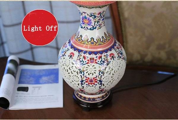 Hollow Carved Chinese Vintage Porcelain Lamp