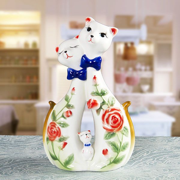 Cat Shaped Porcelain Enamel Vase