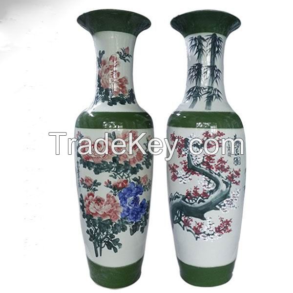 Shadow Celadon Hand Painted Floor Vase