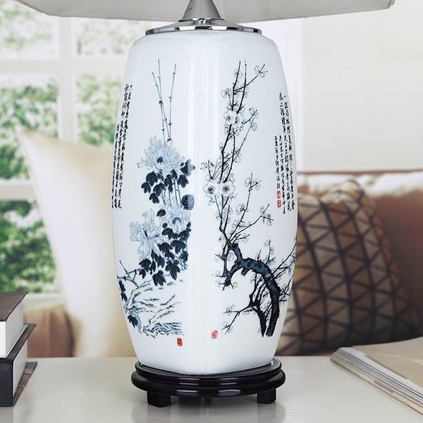 Porcelain Lamp With Chinese Ink Paintings