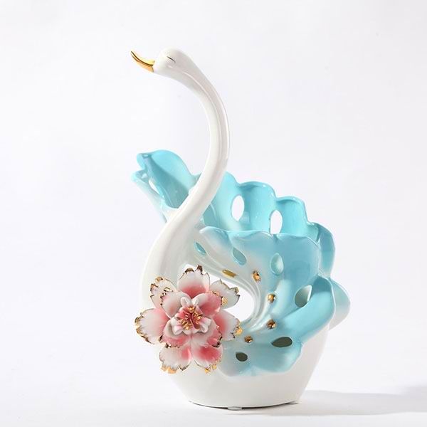 Porcelain Swan Couple Lovers Figurines